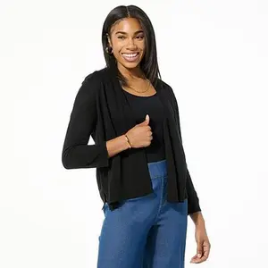 Nina Leonard 3/4-Sleeve Sweater Knit Bolero