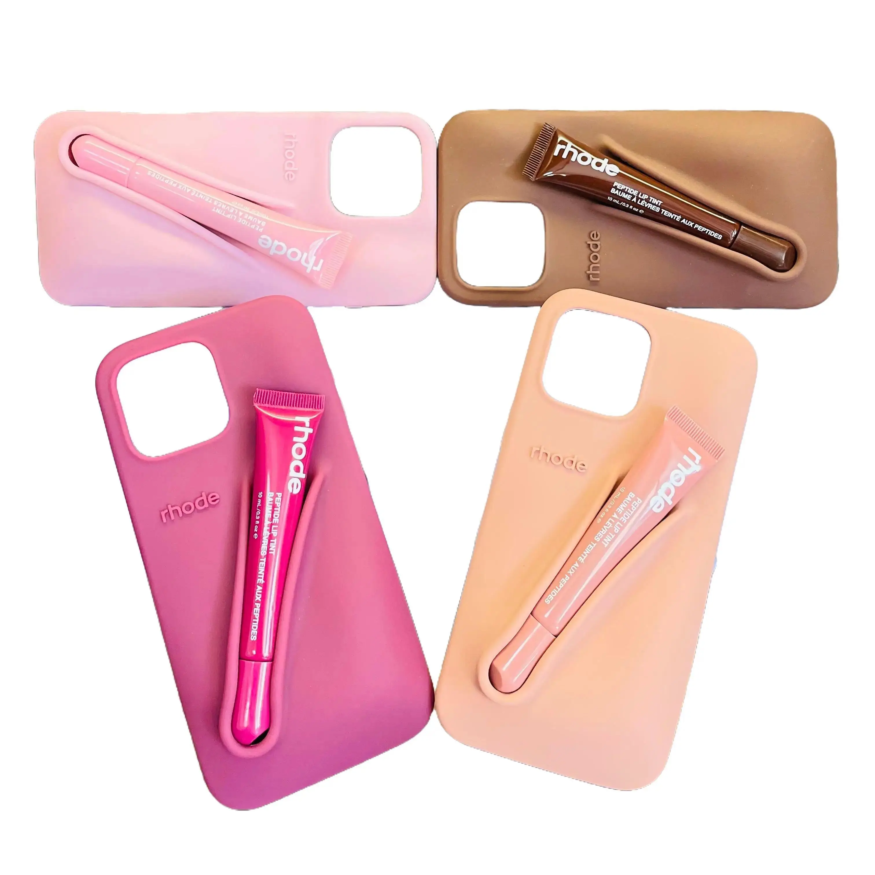 Case for iPhone 15 16 Pro Max 14 Plus 13 12 11 ProMax Lipstick Soft Silicone Portable Lip Gloss Holder Ins Hot Cover Funda