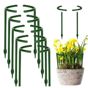 6 Pcs Metal Plant Support Rings for Flowers and Vegetables Indoor Plant Stakes for Climbing Stems Semi-Circular Phalaenopsis Stand 14.5 x 15 cm