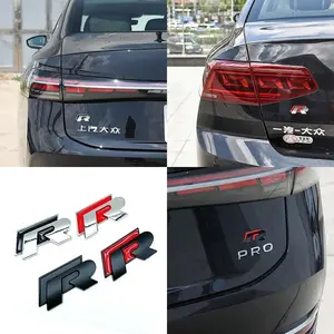 1Pcs 3D Metal R logo Emblem Car Body Tail Rear Trunk Sticker Badge Decoration Accessories For Volkswagen GOLF POLO PASSAT CC Touran Tiguan Jetta Touareg Arteon Bora Car Decals