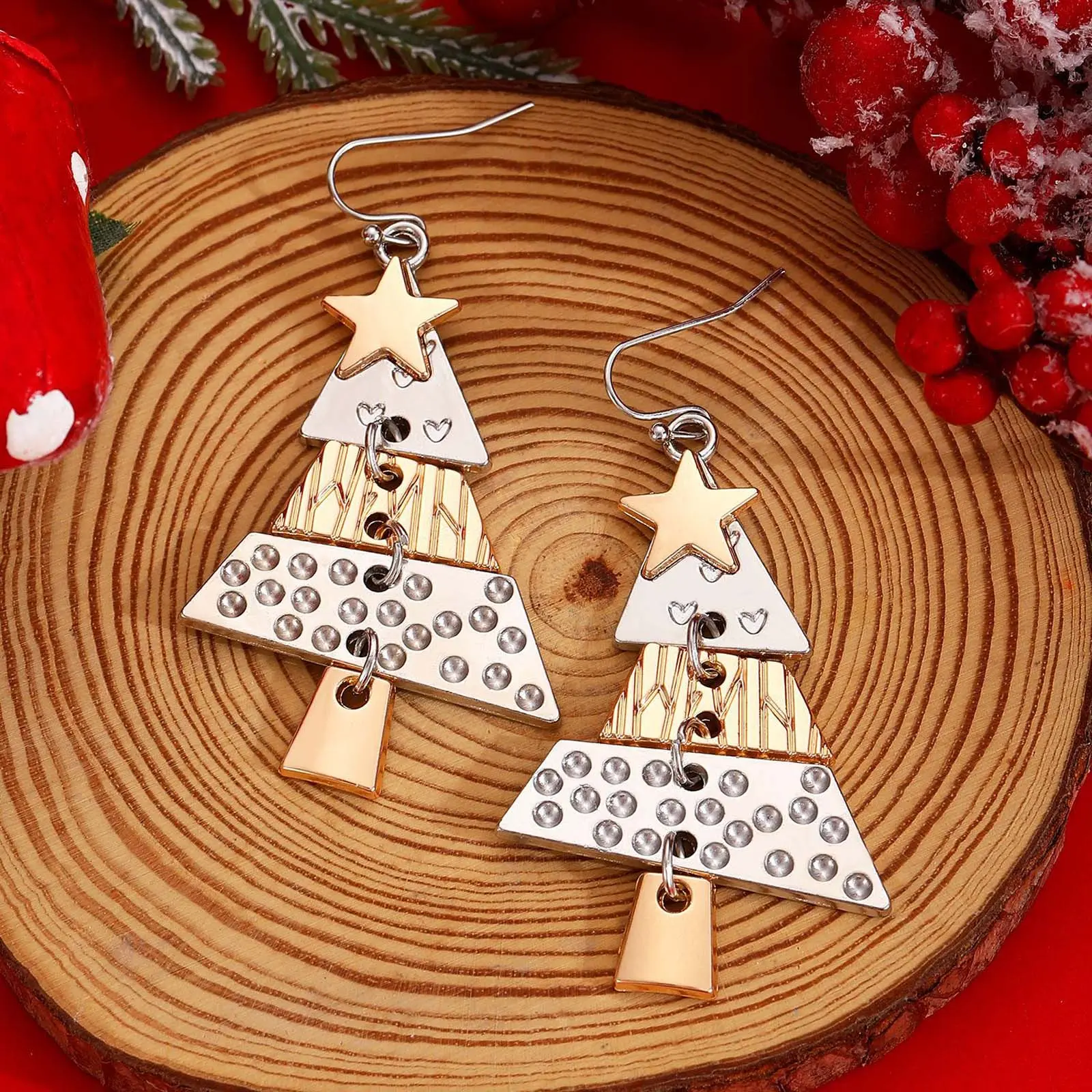 Women's Christmas Tree Long Dangle Artificial Gemstone Earrings - Chic Jewelry, Elegant Holiday Party Accessory, Elegant Earrings, Stylish Earrings