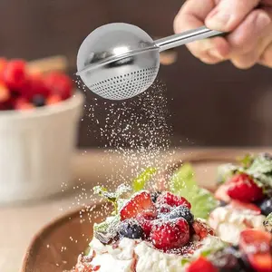 Stainless Steel Flour Duster for Baking, Long Handle Flour Sifter, Powdered Sugar Shaker Duster, Baking Sifter, Kitchen Gadgets, Baking Supplies