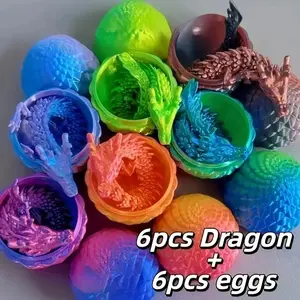 12pcs 3D Printed Dragon and Egg Sculptures, Vibrant Plastic Collectible Figurines, Figurine Set for Holidays, Ideal for Home & Car Decor, Perfect Gifts,Boys & Men gifts
