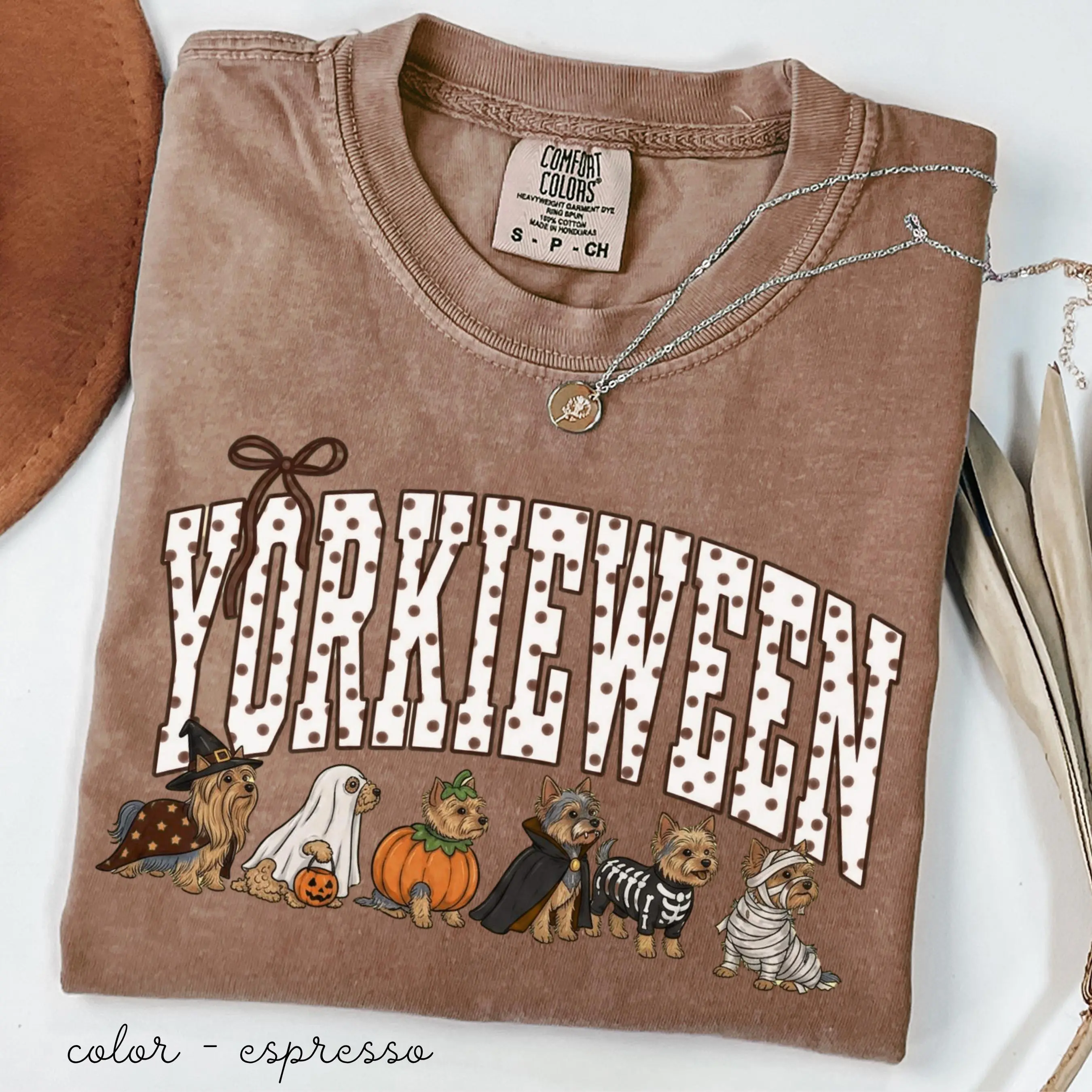 Yorkie Halloween Shirt, Cute Yorkshire Terrier Dog Halloween Costume Tee, Funny Dog Lover Fall Shirt, Comfort Colors Unisex Crewneck