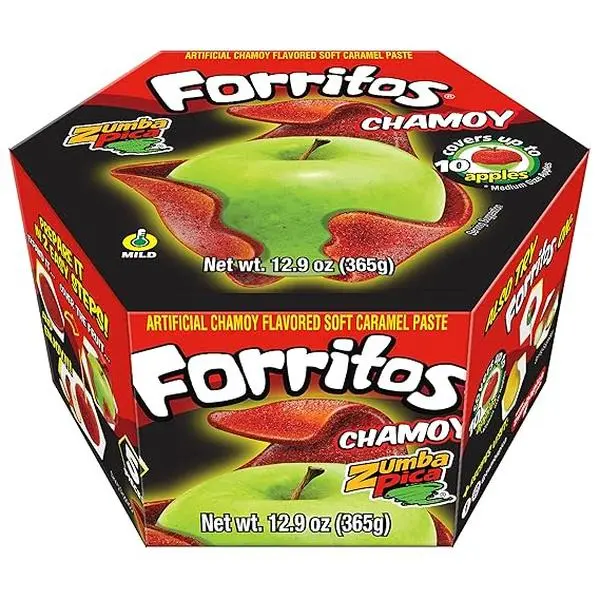 Zumba Pica Forritos Chamoy - Chamoy Flavor Soft Caramel Paste for Apples - Chamoy Paste to Cover Apples - Chamoy Mexican Candy - Caramel Apple Wraps - Forritos Chamoy para Manzanas (5 Count)
