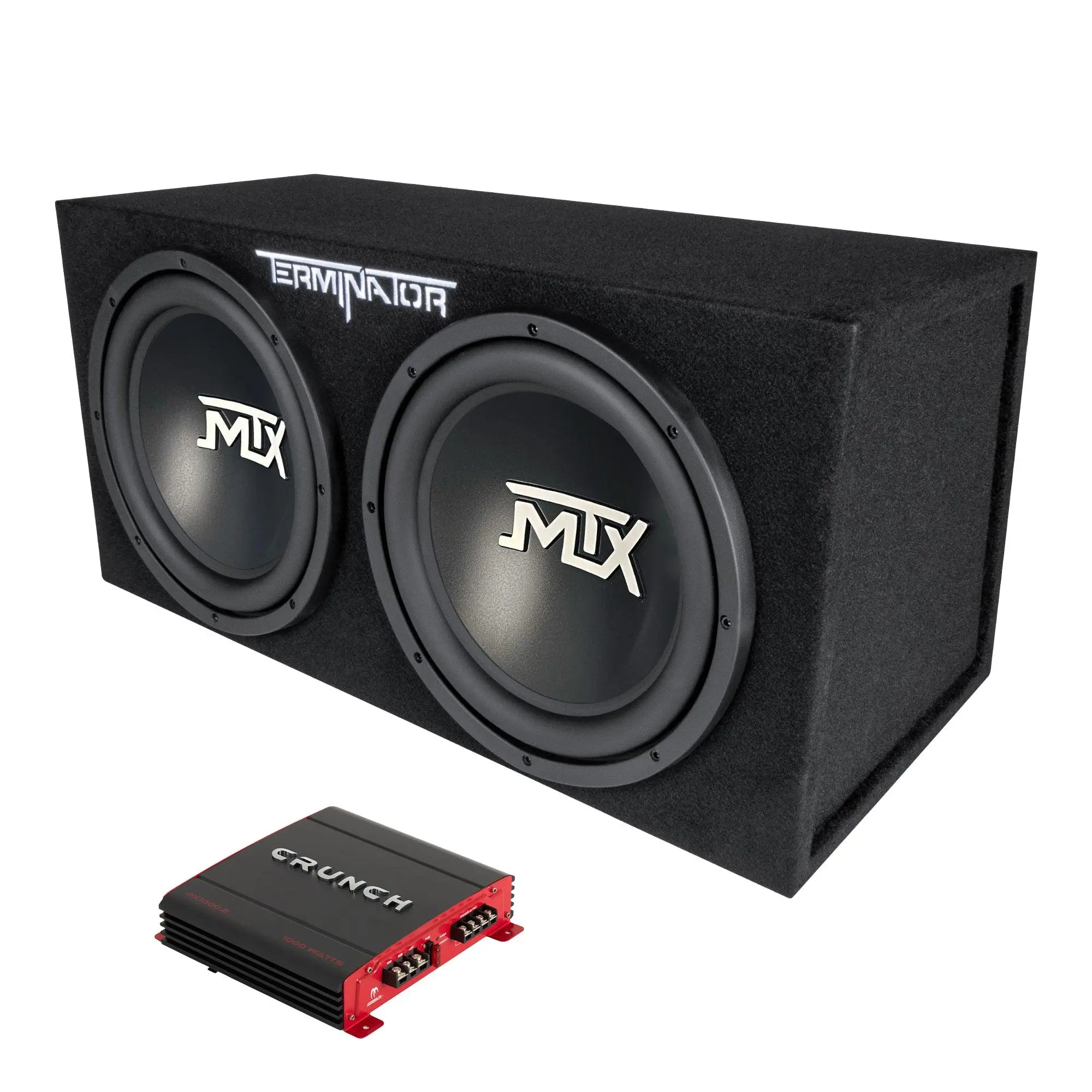 Crunch 2 Channel Car Audio Amplifier & MTX 12 In Dual Loaded Subwoofer Enclosure Crunch 2 Channel Car Audio Amplifier & MTX 12 In Dual Loaded Subwoofer Enclosure