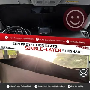 Titanium Silvery Foldable Sun Shade - 2-Layer Reflective Windshield Protector, Blocks UV Rays & Reduces Heat, Universal Fit Cars/ SUVs (Compact & Portable)