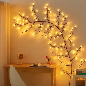 1-Pack Bendable Willow Fairy Lights - USB Powered Indoor String Lights, 8 Lighting Modes (Flashing/Steady/Dimmable), Bendable Branches for Wall, Table, Stairs, Wedding, Christmas, Valentine's Day Decoration - Energy-Saving LED Lighting