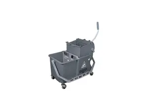 Unger Dual Compartment Mop Buckets with Side Wringer - 4 Gallons - Plastic - Gray  COMSG