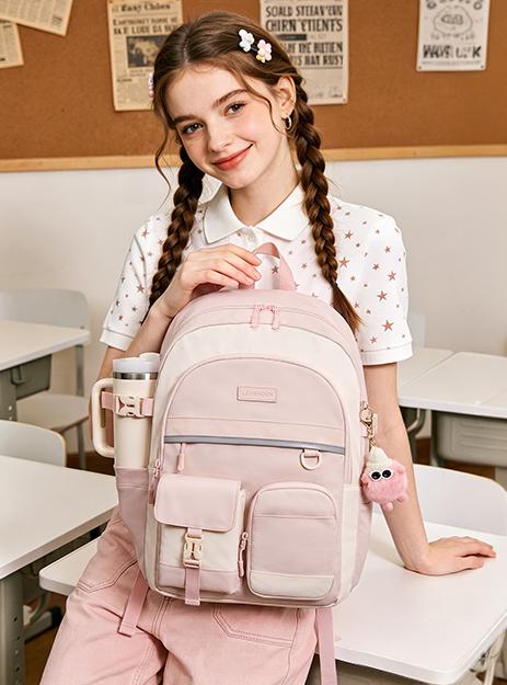 LOVEVOOK School Backpack for Teen Girls, Student Backpack Purse for 8-16 Teenage, Cute Kid Bookbag with Large Cup Holder, Back to School Backpacks Fit 15.6 Inch Laptop, Large College Travel Bag Gift
