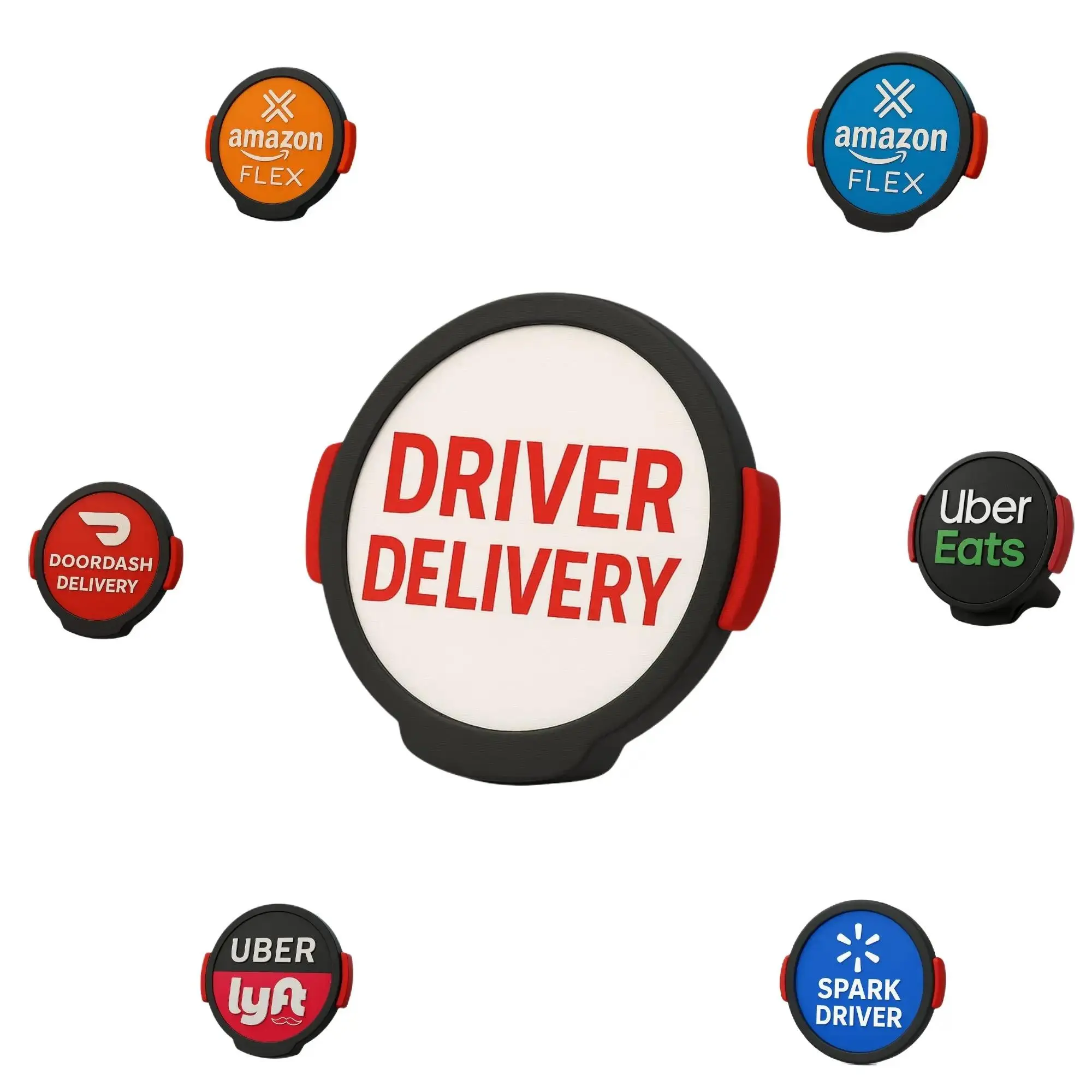 RideShare Driver LED Car Window Light - Work Safety Accessories, 2 Power Modes (USB & Battery), Seamless Switch, Energy-Efficient, Bright, Customizable for Lyft, Amazon Flex Lights, Car Accessories
