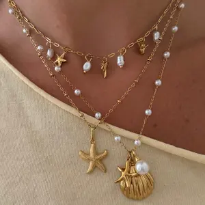 EVRY JEWELS Gold or Silver Plated Women's Hypoallergenic Sea Breeze Necklace