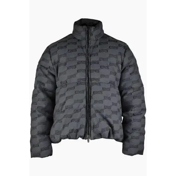 987688 Balenciaga BB All-Over Puffer Jacket Grey