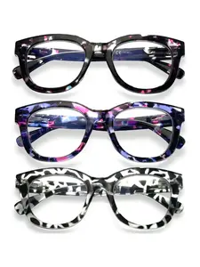 COJWIS 3 Pack Oprah Style Reading Glasses Blue Light Blocking Computer Readers Fashion Quality with Spring Hinge Eyeglasses for Men and Women