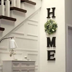 Chic Wooden Home Sign with Eucalyptus Wreath, Modern Farmhouse Wall Decor for Living Room Kitchen, Ideal Housewarming & Christmas Gift, Welcome Sign