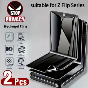 2pcs Privacy Foldable Screen Hydrogel Film for Samsung Galaxy Z Flip 7 / Galaxy Z Flip 6 / Galaxy Z Flip 5, can fold 180°, smooth surface, anti-peeping phone screen protector