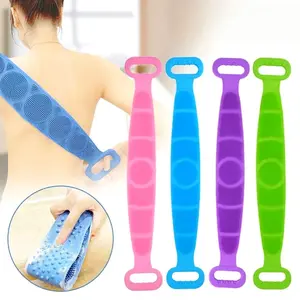 1PCS Fashion Silicone Bath Body Brush - Double-Sided Exfoliating Long Back Scrubber with Exfoliating Net Sponge, Silicone Mesh Bath & Body Care Accessory for Self-Care, Accessories