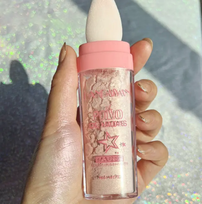 Highlighting Powder Glitter Highlighter Makeup Fairy Dust  Full Body Pearlescent Glitter for Boys Face Hair Lips Eyes Sparkling Summer PartyBody Glitter Cosmetic Glow Lightweight Non-Greasy Multi-Use Summer makeup for Girl for Party Haliday