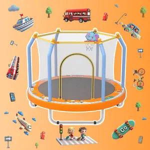 Mersco 55 inch Indoor/Outdoor Toddler Trampoline, Mini Trampoline for Kids with Enclosure and Basketball Hoop, Birthday Gifts,ASTM Approved, Pink,small trampoline gift For Boys Girls,Easy to Assemble Indoor-Outdoor, Fun, Safe, Durable