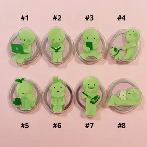 Cute Little Green Smiskii Guys Matte Magsafe Phone Grip, Funny Magnetic Griptok, Acrylic PopSocket Gift for Trinket Collectors