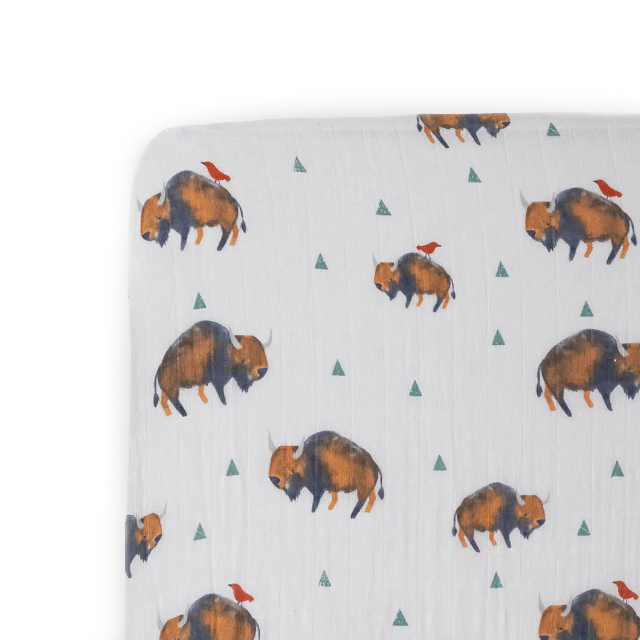 Cotton Muslin Crib Sheet - Bison