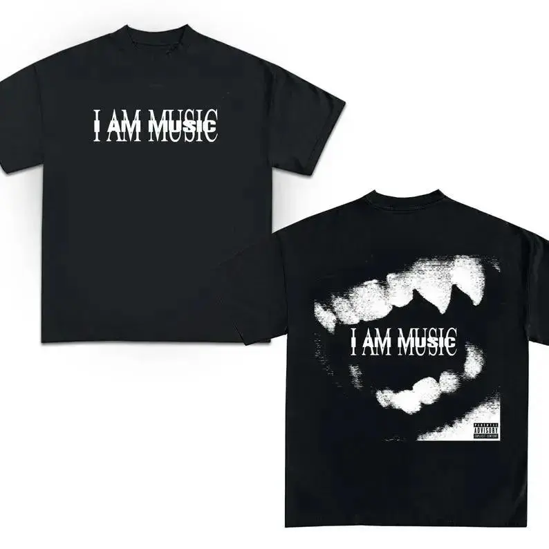 _I AM MUSIC_ Album Graphic T-Shirt, Antagonist Tour Merch Style Top, Trendy Y2K Hip-Hop Streetwear, Aesthetic, Casual
