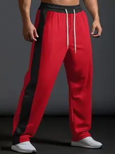 Men's Casual Fitted Long Pants, Fashionable Woven Belted Sportswear, All Season Comfortable Sweatpants, Trendy Men's Clothing, Sports Bottoms