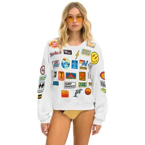 VINTAGE PATCH RELAXED CREW SWEATSHIRT - WHITE