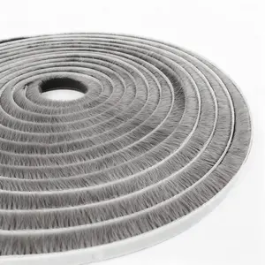 Weather Stripping Door Seal Strip, Self-Adhesive Pile Brush Weatherstripping for Sliding Window and Door Frame Insulation Tape, 3/8in x 3/8in x 16.5ft, Gray
