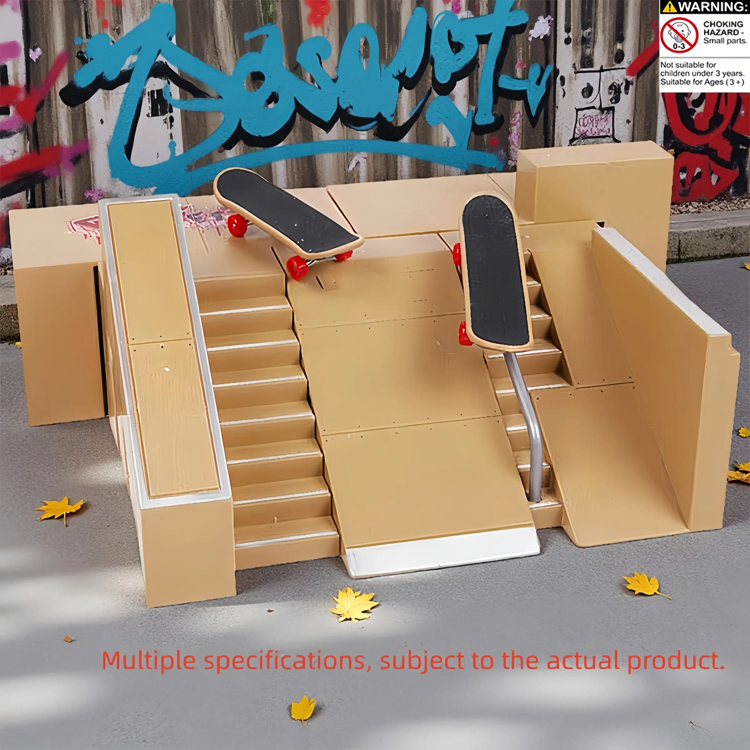 Finger Skateboard Set with Mini Skatepark, Skateboard Wheels - Realistic Street Scene Fidget Toy, Stress Relief Model, Portable Toy Gift for Birthdays/Valentine's Day, Stress Relief Gadget