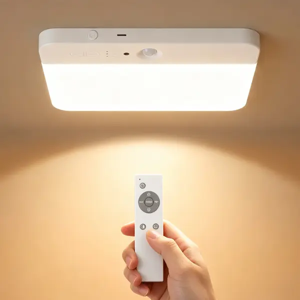 【3 Lighting Options Rechargeable LED Ceiling Light with Motion Sensor】Wireless LED Overhead Light, Remote Control Closet Lights, Dimmable Timing Motion Shower Lights for Living Bathroom Pantry Hallway