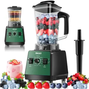 PRASKY Licuadora Profesional BK688, 68 oz (2 litros) sin BPA, 2 jarras de mesa: licuadora y molinillo, 2400 W / 1000 W, 25 000 RPM, tritura hielo, batidos, jugos, frutos secos, procesador de alimentos, electrodomésticos de cocina, SMARTLIVING,summerwins s