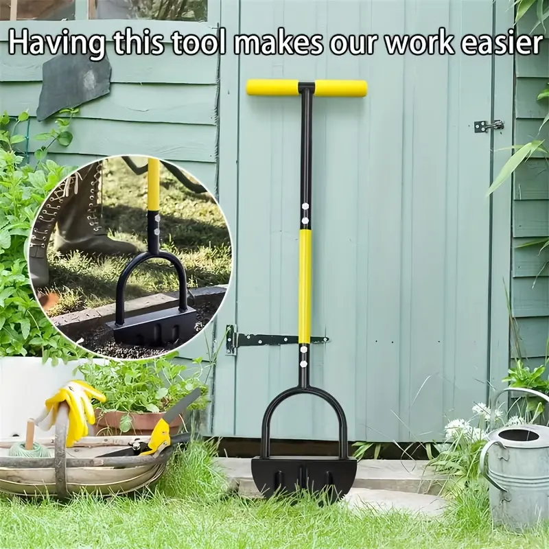 42-Inch Heavy-Duty Manual Lawn Edging Tool - Black Metal Half- Shovel, for Efficient Weeding And Trimming, Ideal for Yard And Garden Maintenance, Durable Metal Shovel