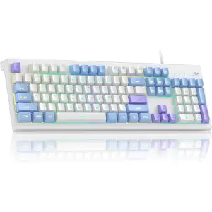MageGee Creamy Keyboards,K2 Classic Keyboard Wired RGB Backlit 104 Keys Waterproof Ergonomic Keyboard,PC Keyboards for PC/loptop/MAC - Lris Violet