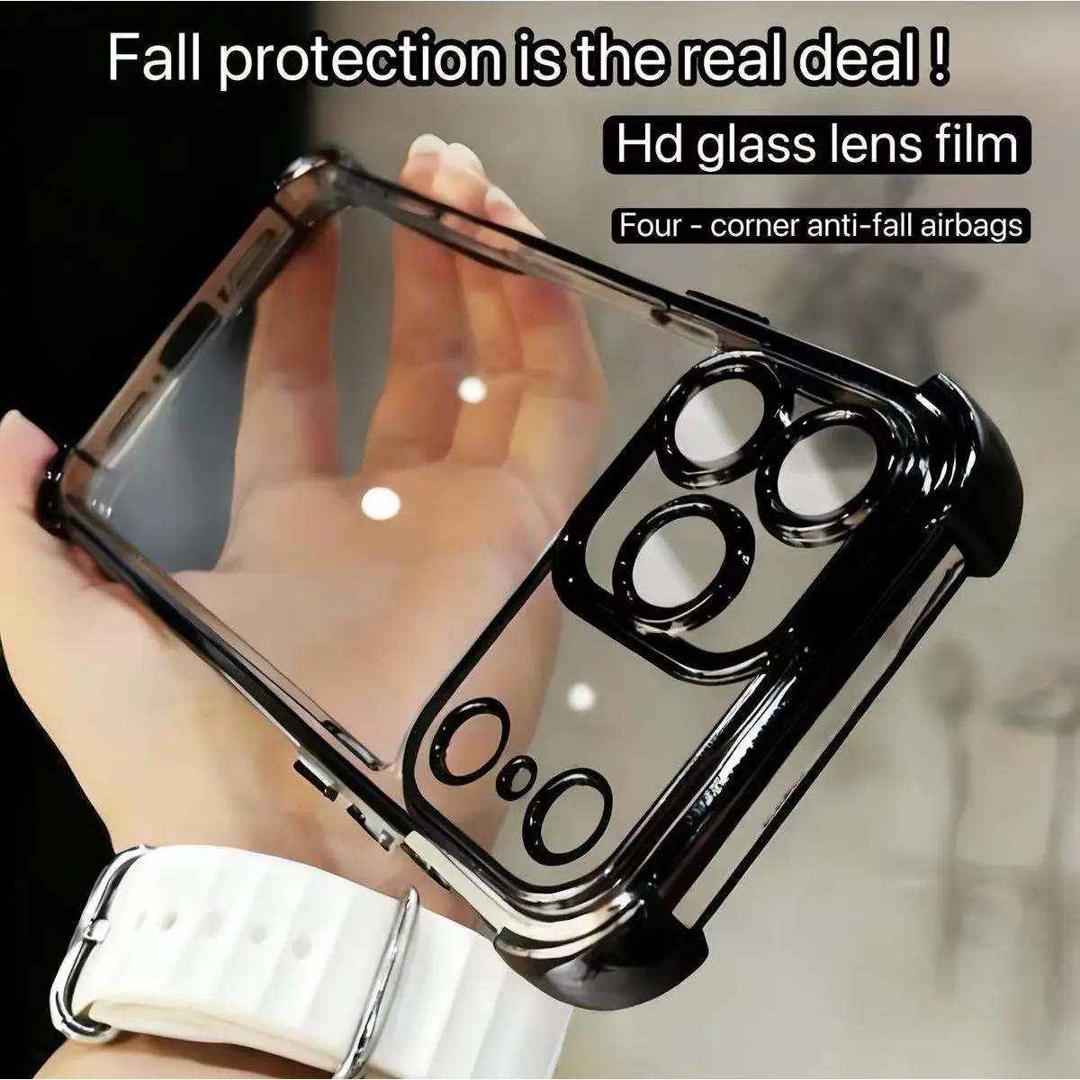 Four-corner anti-fall transparent mobile phone case, frame electroplating, mobile phone case with anti-fall safety pad, suitable for iPhone17promax, iPhone16 15 14 13 12 11promaxplus, sturdy and thickened mobile phone case  iphone 17 pro phone cases