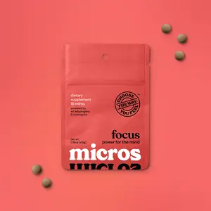 micros focus – mini pack | Natural Brain-Boosting Mints | Edible Supplement | Vegan & Sugar-free with L-Theanine, Lion’s Mane, Guarana & Ginseng