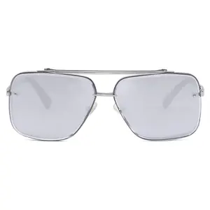 Bella - Tangle Free - Chrome Silver Oversized Squared Aviators - Reflective Mirrored Lenses