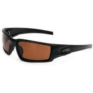 Uvex Hypershock Lightweight Safety Glasses - Matte Black Frame, Espresso Polarized Lenses - for Construction Work, Recreational Events, Sports - Offers Reliable Coverage