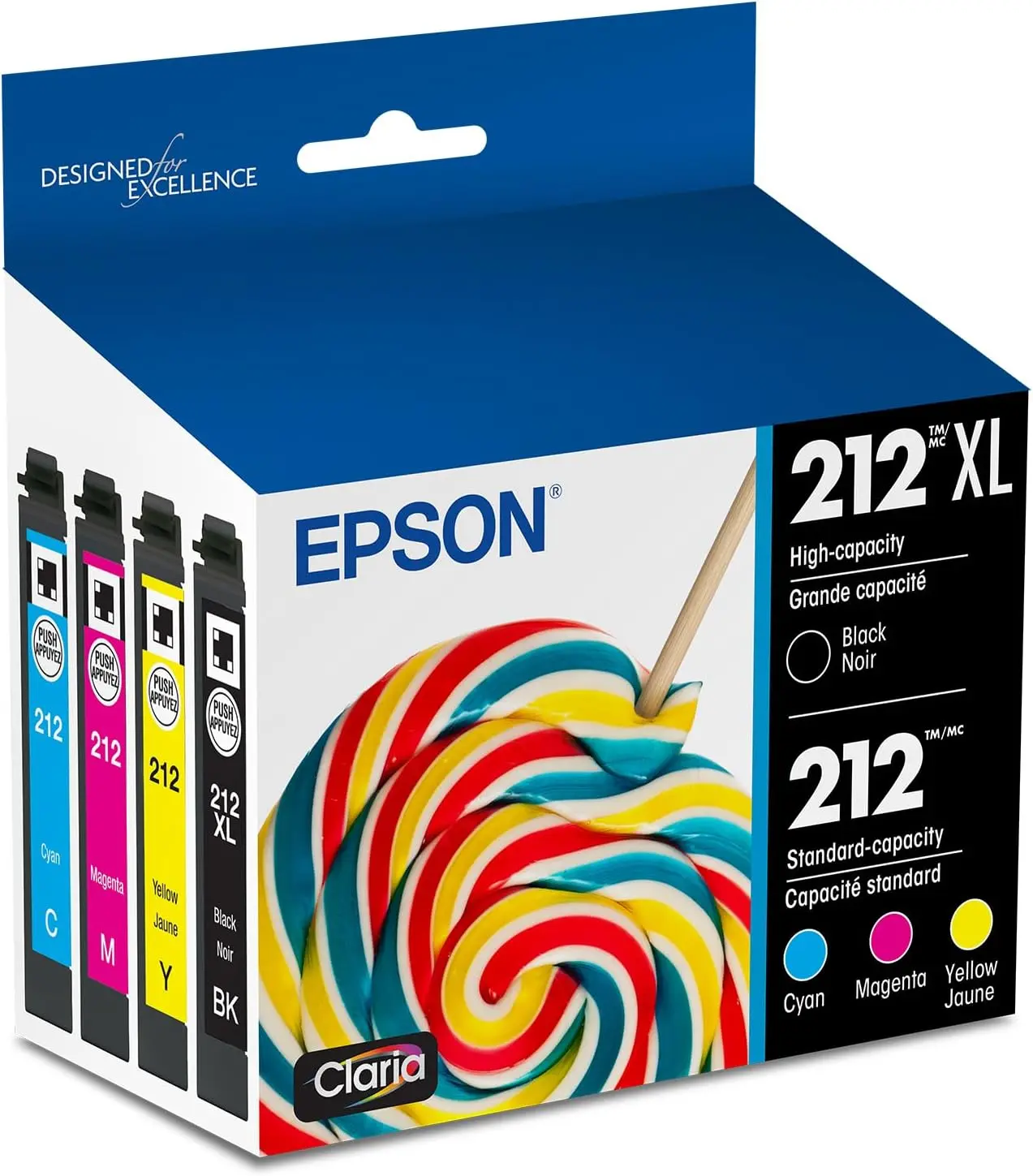 Epson 212 Claria Ink High Capacity Black & Standard Color Cartridge Combo Pack (T212XL-BCS) - Works with Workforce WF-2830, WF-2850, Expression XP-4100, XP-4105