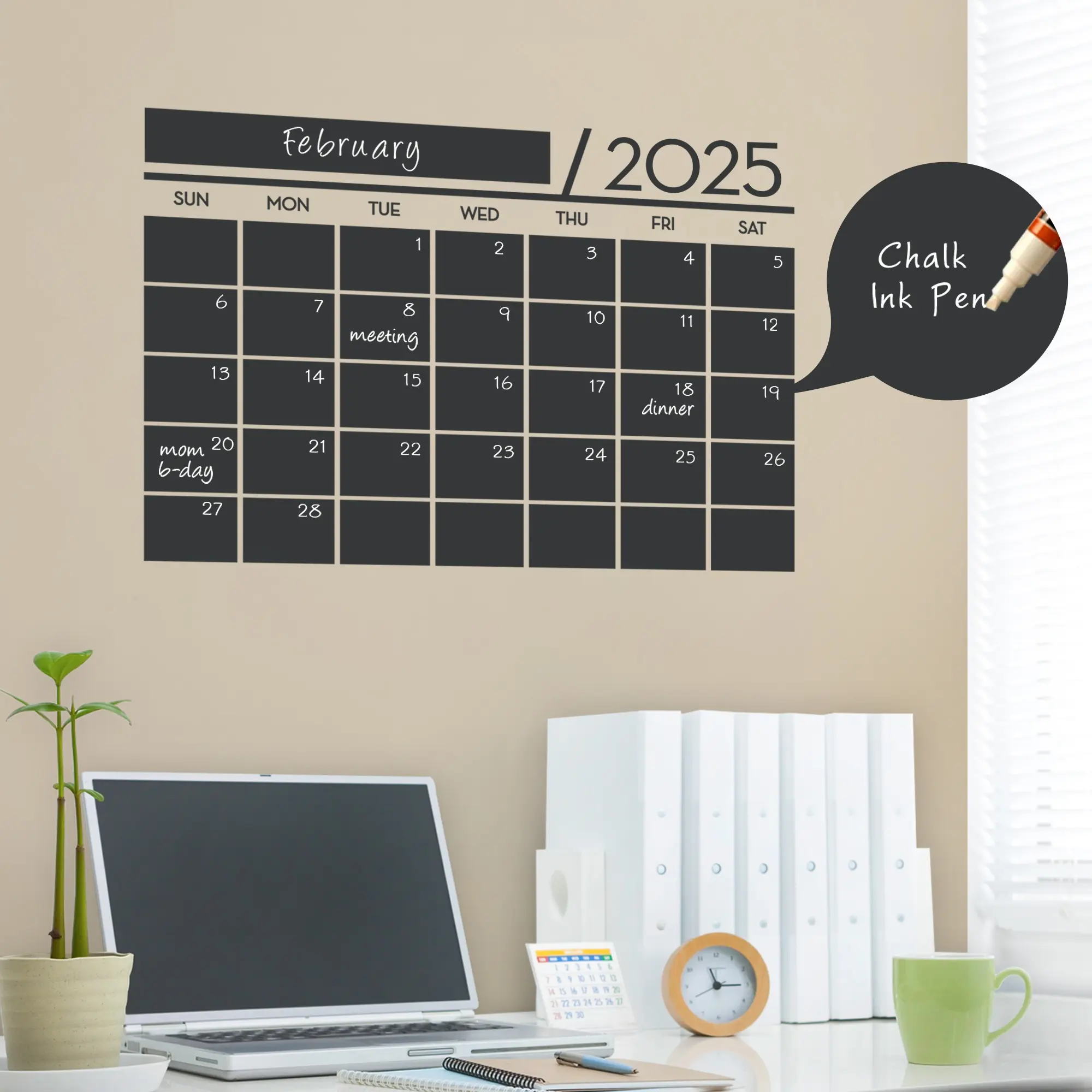 Chalkboard Calendar Wall Decal for Busy Lives in 2025 - Office Stationery & Supplies