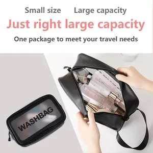 PU matte waterproof cosmetic bag, large capacity, high appearance level, portable women's hand-held cosmetic storage bag, toiletries bag