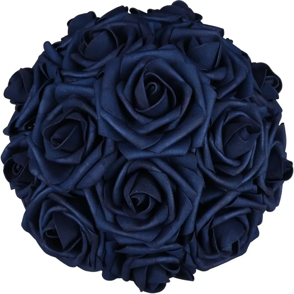 25pcs Navy Blue Foam Roses for Home Party Holiday Decoration, Perfect for Wedding Bouquets, Centerpieces, And Parties Decor