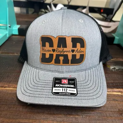 Custom Dad Trucker Hat Personalized Leather Patch