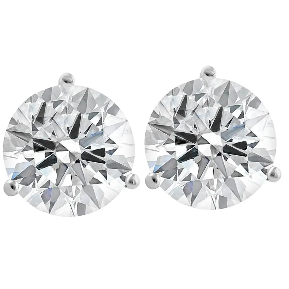 Certified 4 Ct Lab Grown Diamond Martini Screw Back Studs 14k White Gold