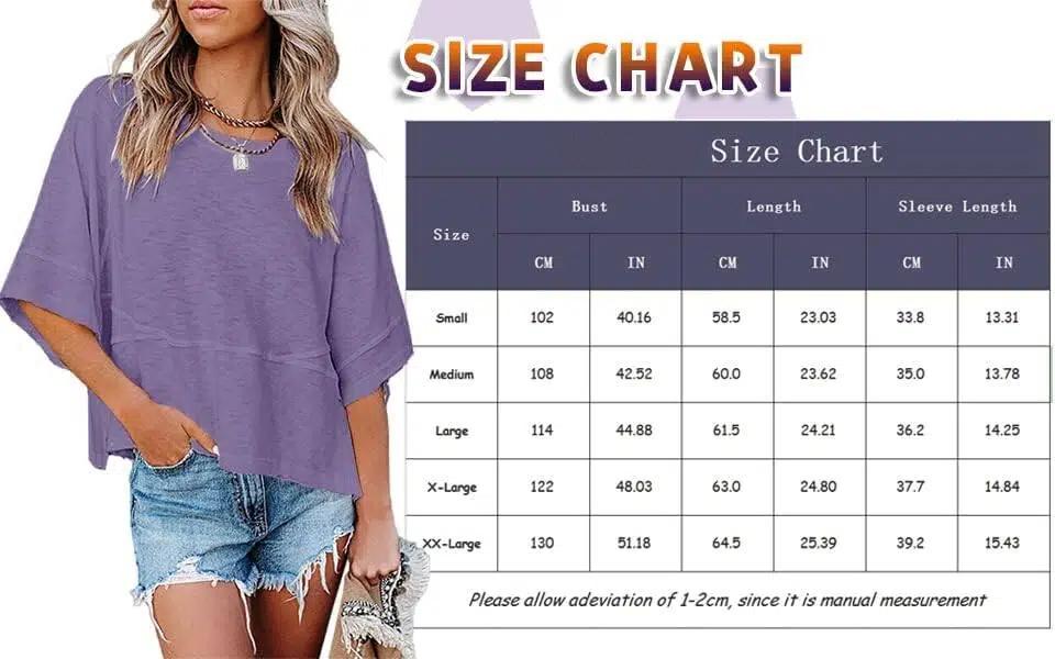Imily Bela Women's Summer Casual Crewneck Batwing Half Sleeve T-Shirts Solid Color Loose Fit Cute Basic Flowy Tops Tees Blouses