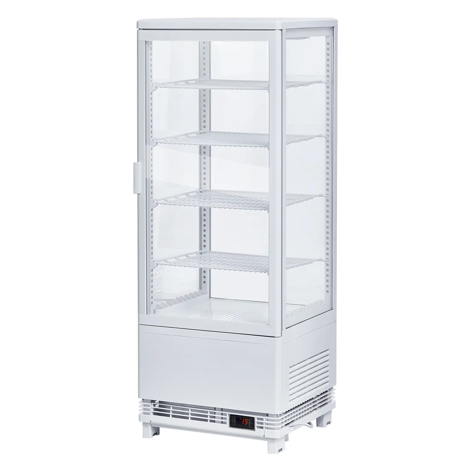 Commercial Display Refrigerator - 3.5 Cu.Ft/98L Refrigerated Display Case, 4 Adjustable Shelves, Bright LED Lighting, Double Tempered Glass Door, Frost-Free Auto Defrost, Black Commercial Cake & Beverage Display Fridge
