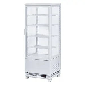 Commercial Display Refrigerator - 3.5 Cu.Ft/98L Refrigerated Display Case, 4 Adjustable Shelves, Bright LED Lighting, Double Tempered Glass Door, Frost-Free Auto Defrost, Black Commercial Cake & Beverage Display Fridge