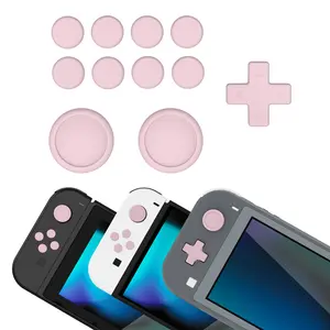 PlayVital Silicone Cross D-Pad Button Covers and Thumb Grip Accessories Set for Nintendo Switch, for Nintendo Switch OLED, for Nintendo Switch Lite - Pink
