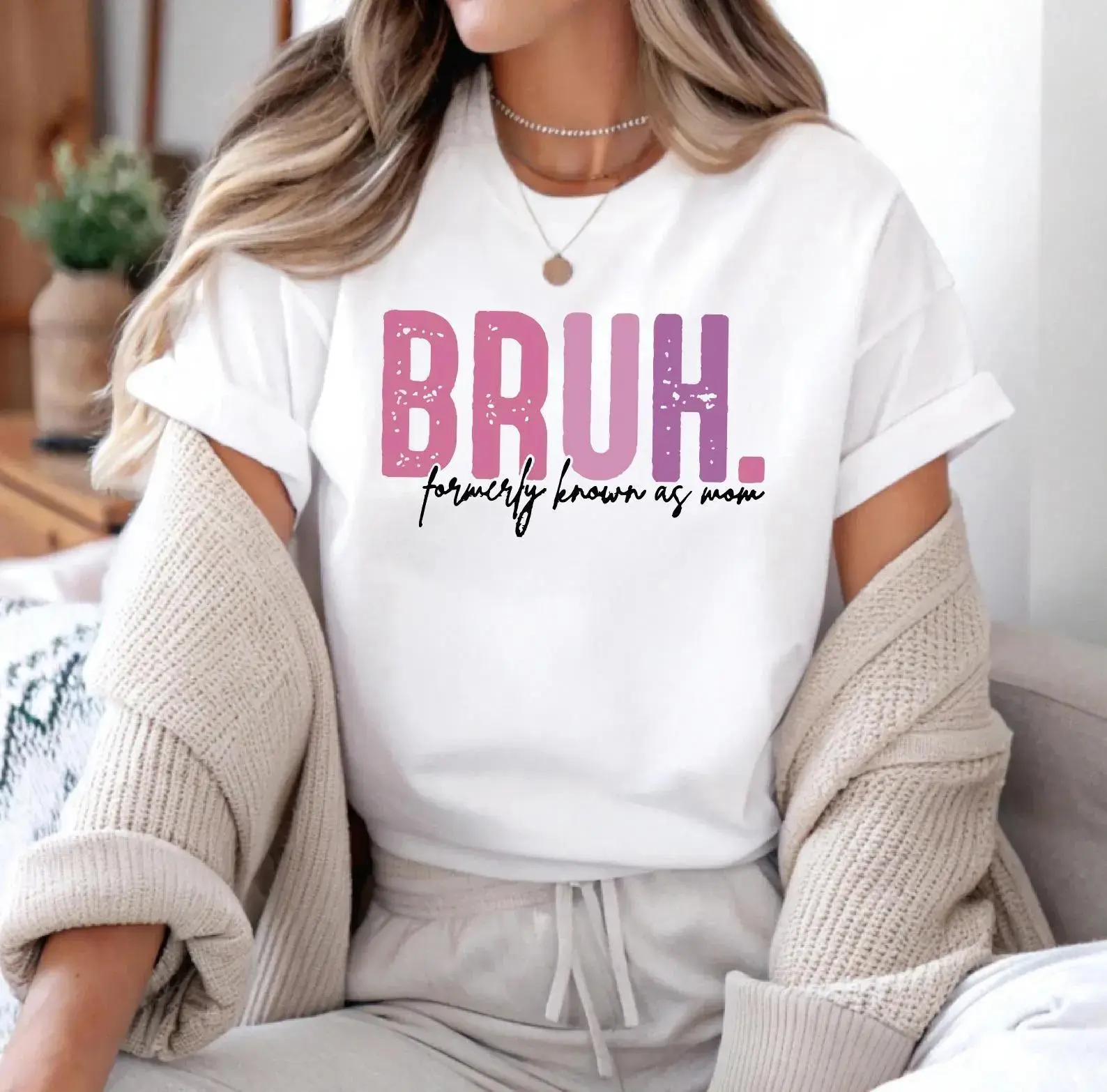 Women's Funny Mom Graphic T-Shirt - Comfortable Cotton Short Sleeve Casual Top for Everyday Wear, Humorous Mothers Day Gift, Shortsleeve, Tshirt, Crew Neck, Round Neck, Fun Print, Humor Theme, Soft Cotton