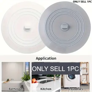 1pc Bathtub Drain Stopper - 5" Kitchen Bathroom Bath Tub Drain Hair Stopper, Bathtub Drain Plug, Flat Suction Shower Bathtub Drain Cover, Bathroom Laundry Accessories(White/Gray) Home Bathroom Decor Fall Decor Back to School